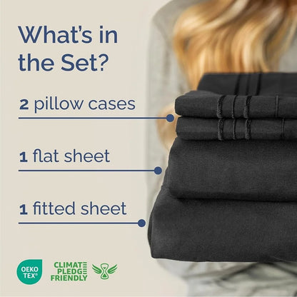 Queen Size 4-Piece Black Microfiber Sheet Set  