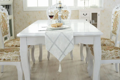 Long Strip Table Runner on a wooden table - Modern long table runner enhancing rustic table settings.