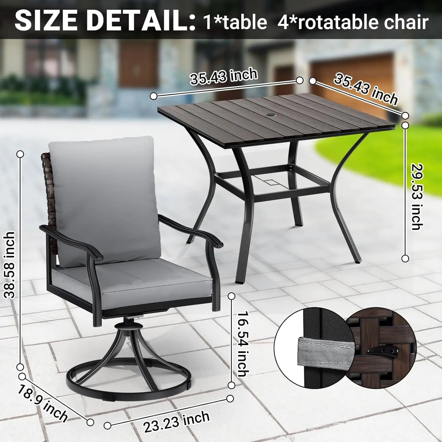 5-piece Metal Outdoor Patio Dining Set 