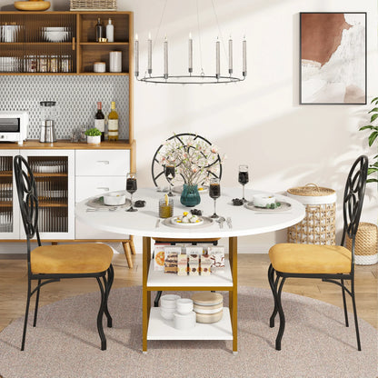 47" Round Solid Wood Dining Table for 4