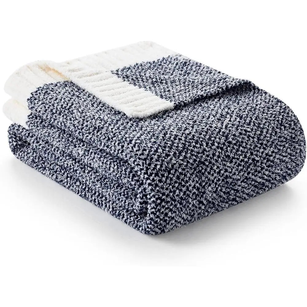 Super Soft & Lightweight Heather Navy Microfiber Throw Blanket