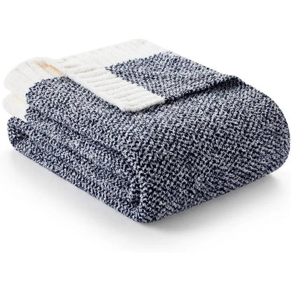 Super Soft & Lightweight Heather Navy Microfiber Throw Blanket