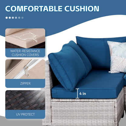 7-Piece Rattan Wicker Sectional Sofa Set