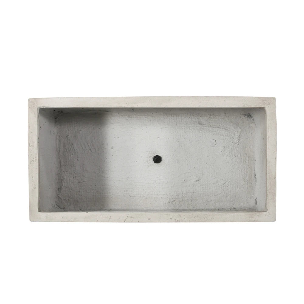 Large Rectangular Stonelike White Outdoor Planter
