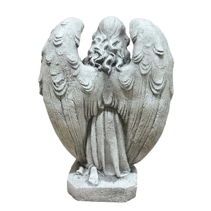 GDF Studio Praying Angel Statue - Weatherproof Magnesium Oxide Garden Figurine - Antique White and Gray, magnesium oxide praying angel statue