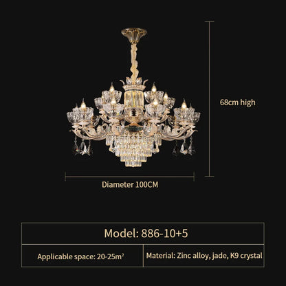 Traditional European Aesthetic Style Chain Pendant Crystal Chandelier 