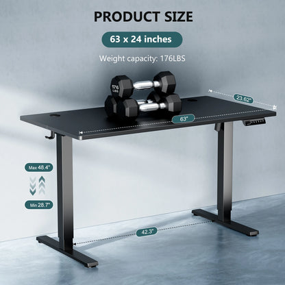 Electric Standing Desk with Memory Presets shown with stylish accessories, perfect for boosting productivity at home.