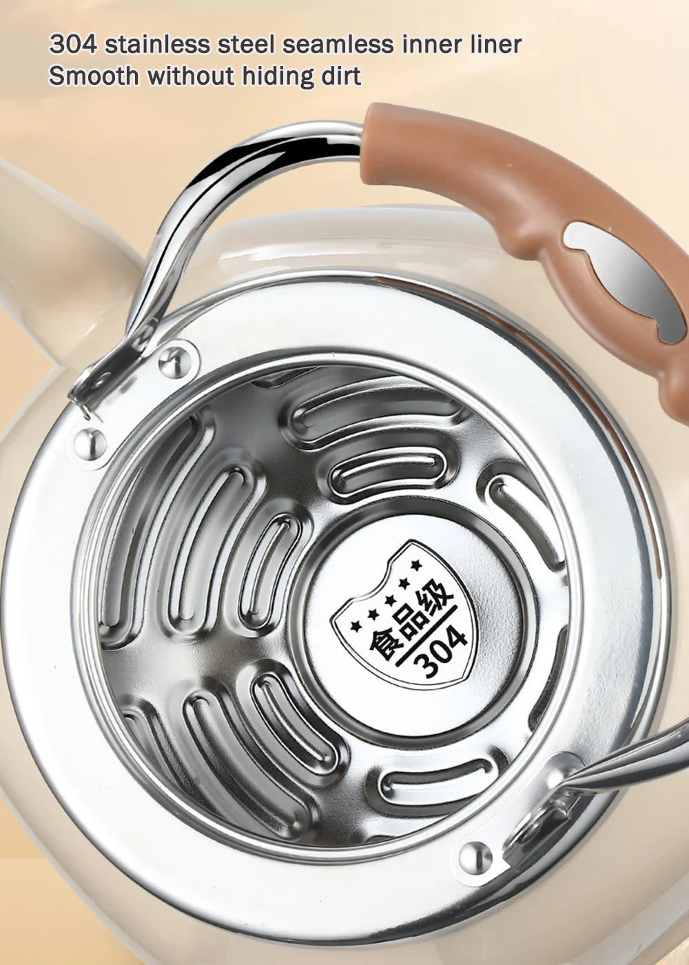 Stainless steel tea kettle with a loud whistle, great for ensuring water is ready while multitasking.