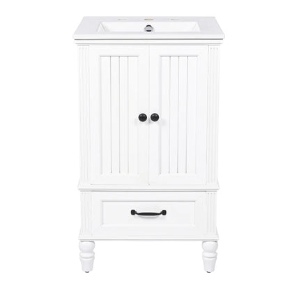 Modern & Independent 20" White Bathroom Vanity w/Semilune Ceramic Sink