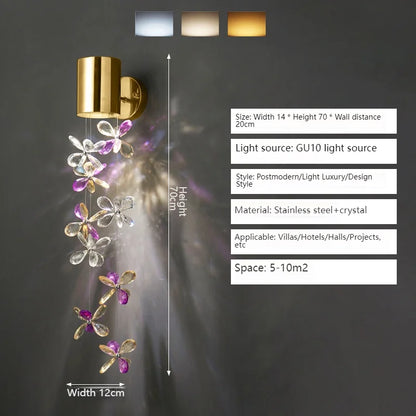 Modern living room featuring the Exquisite Modern Crystal Wall Lamp to create a chic atmosphere.