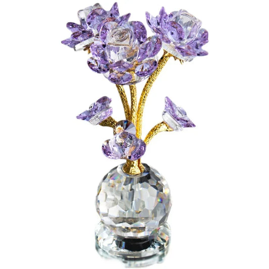 Crystal Glass Lotus Figurine & Bouquet Ornament