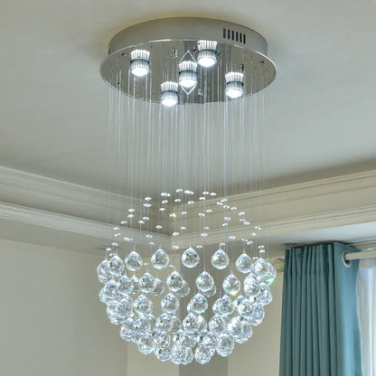 Modern 6-Light K9 Crystal Raindrop Chandelier