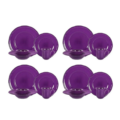 4" fruit and dip bowl featured in the French Countryside Antique Purple Stoneware Dinnerware Set, perfect for appetizers.