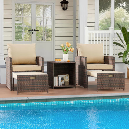 Close-up view of the Modern 5-Piece Patio Conversation Set cushions, emphasizing comfort and sleek design for outdoor relaxation.