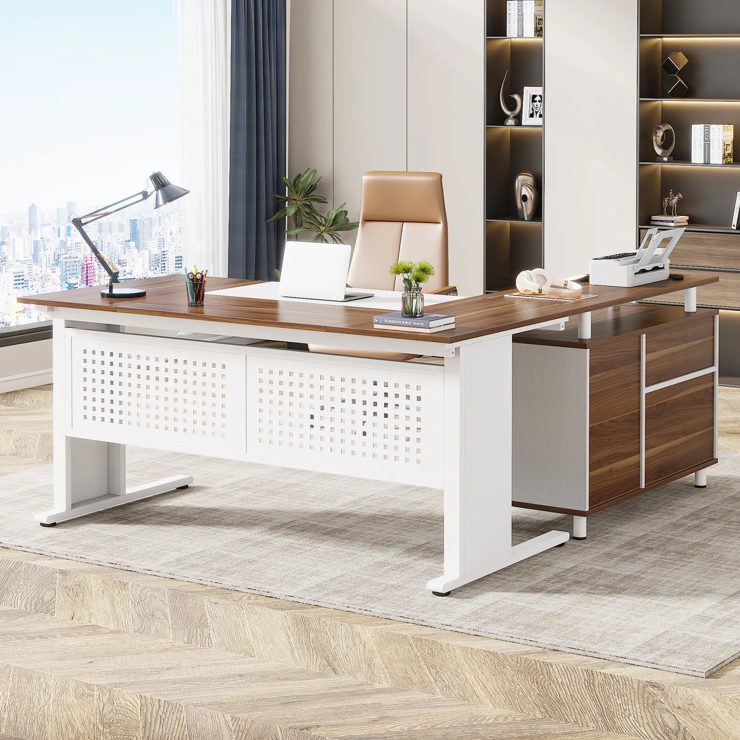 Modern 63" Executive Versatile L-shaped Desk