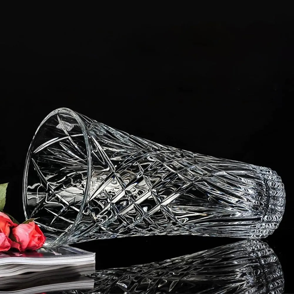 Tall Crystal Glass Flower Vase