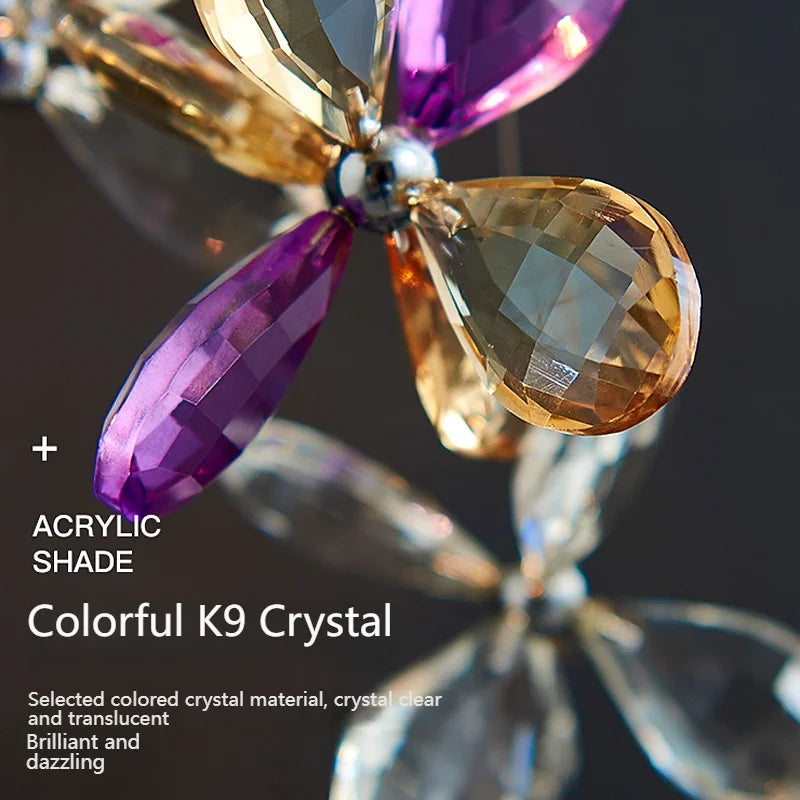 Two sizes of Exquisite Modern Crystal Wall Lamp displayed, ideal for various room settings.