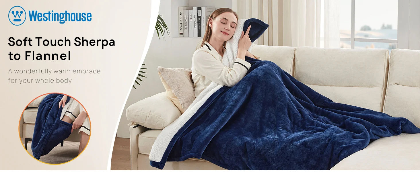 The Cozy Flannel Sherpa Electric Blanket in Burgundy color with remote for heat settings.