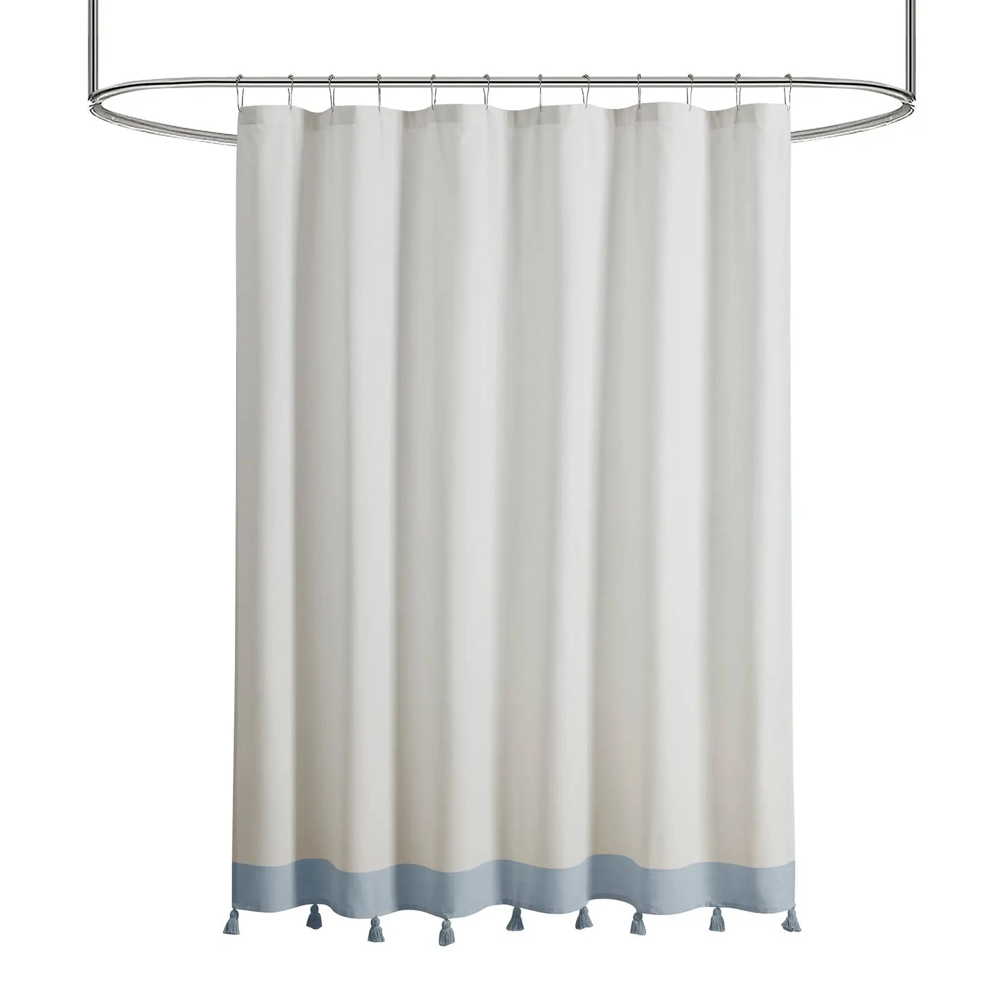 My Texas House Light Blue Tassel Fabric Shower Curtain