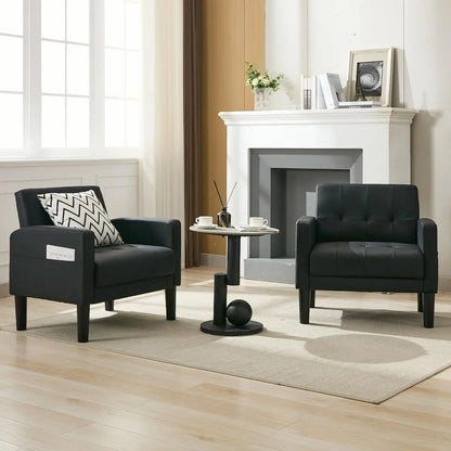 2-Piece Tufted Black Accent Chairs