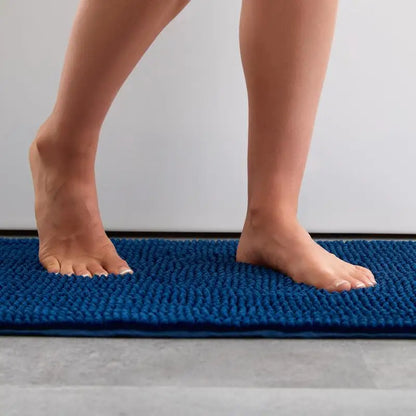 Soft & Cozy High Pile Chenille Navy Blue Bath Mat