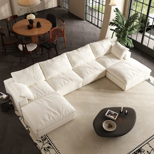 Modern U-shaped Convertible Sofa w/Ottoman