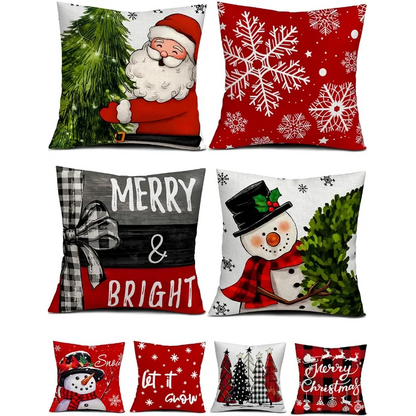 4 Double-Sided Print Christmas Pillow Covers 