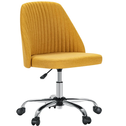 Modern Mid-Back Armless Fabric Office Chair with Wheels - Ergonomic Green & Yellow Design, featuring a stylish armless office chair perfect for your home office.