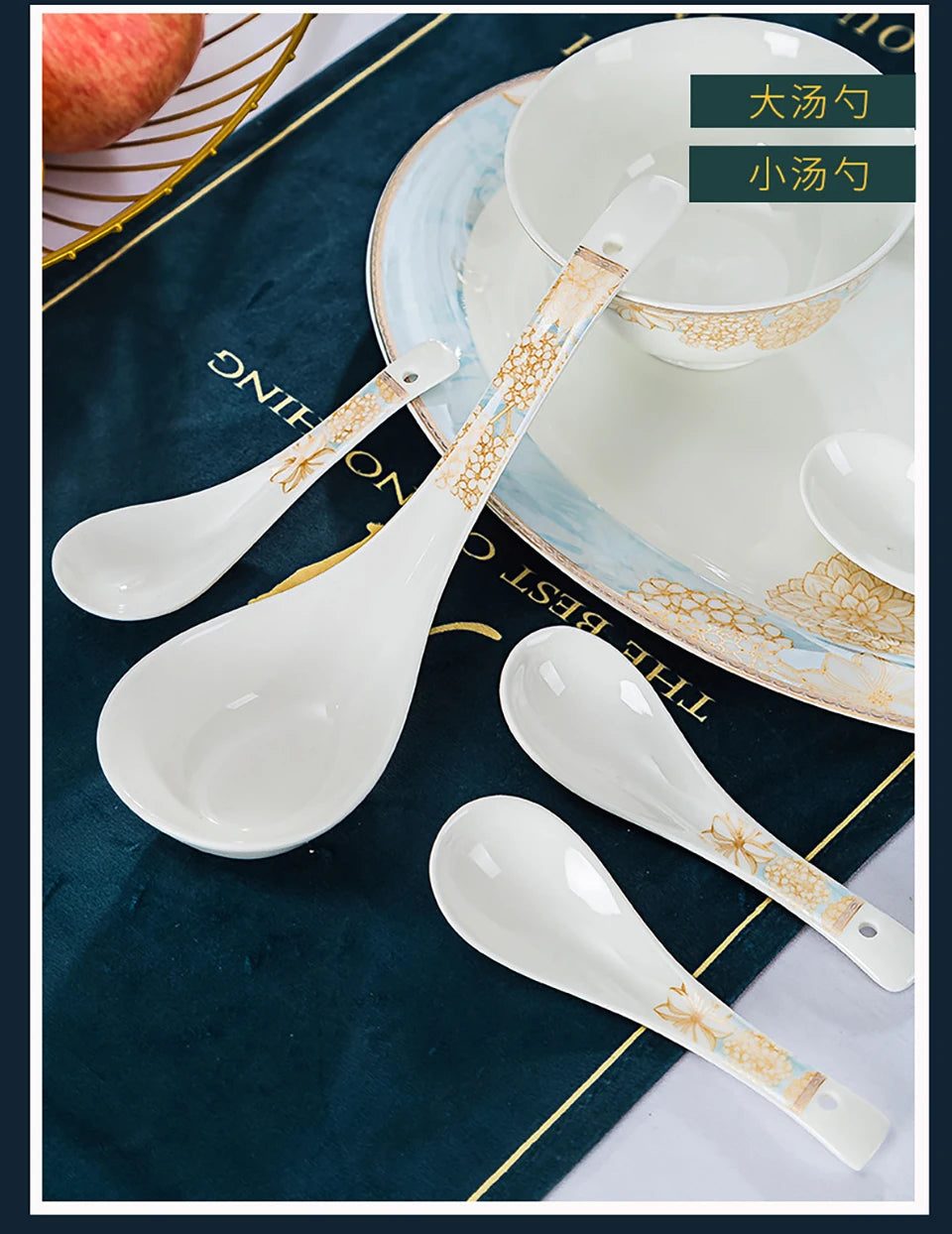Luxurious Elegant 16-Piece Blue And White Ceramic Dinnerware Set perfect for fine dining experiences.
