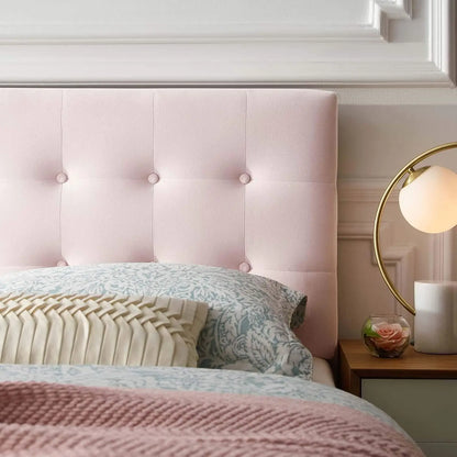 Elegant Queen Size Velvet Pink Headboard w/Tufted Design