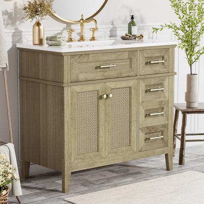 Classic & Elegant 36" Bathroom Vanity with Ceramic Sink