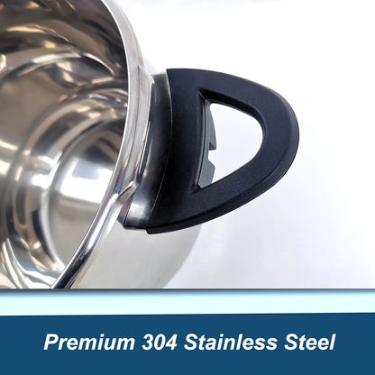 Heavy Duty 304 Stainless Steel 8.5 Quart Pressure Cooker ~ Serves 6-8 — push-button control style on stainless pressure cooker
