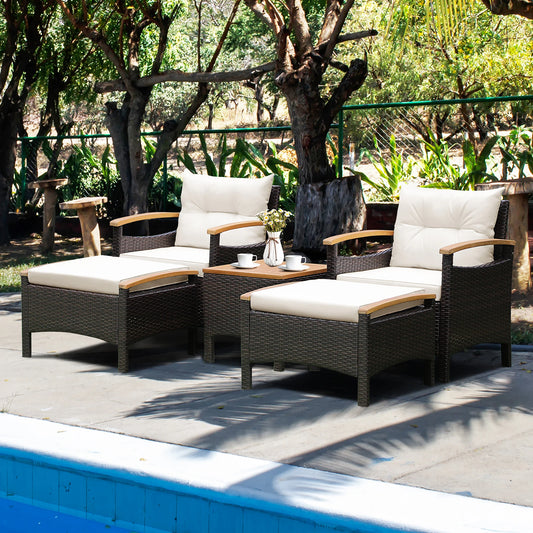 Outdoor 5-piece Patio PE Rattan Sofa Set