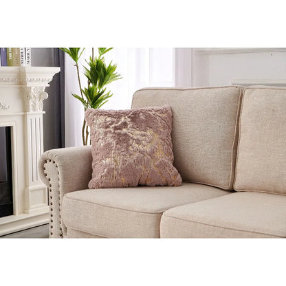 Luxury Chinchilla Faux Fur Gilded Dust Pink Throw Pillow