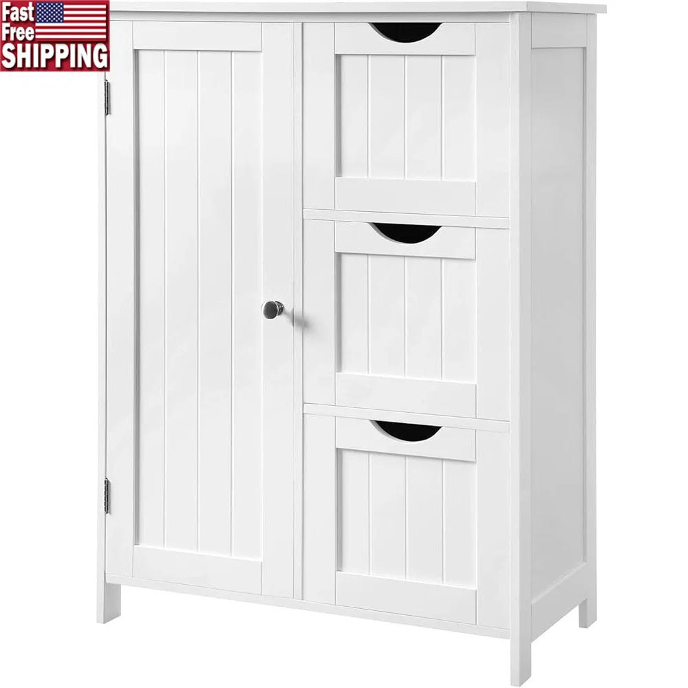 Bathroom Floor Cabinet w/3 Adjustable Drawers
