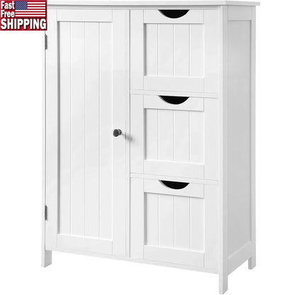 Bathroom Floor Cabinet w/3 Adjustable Drawers