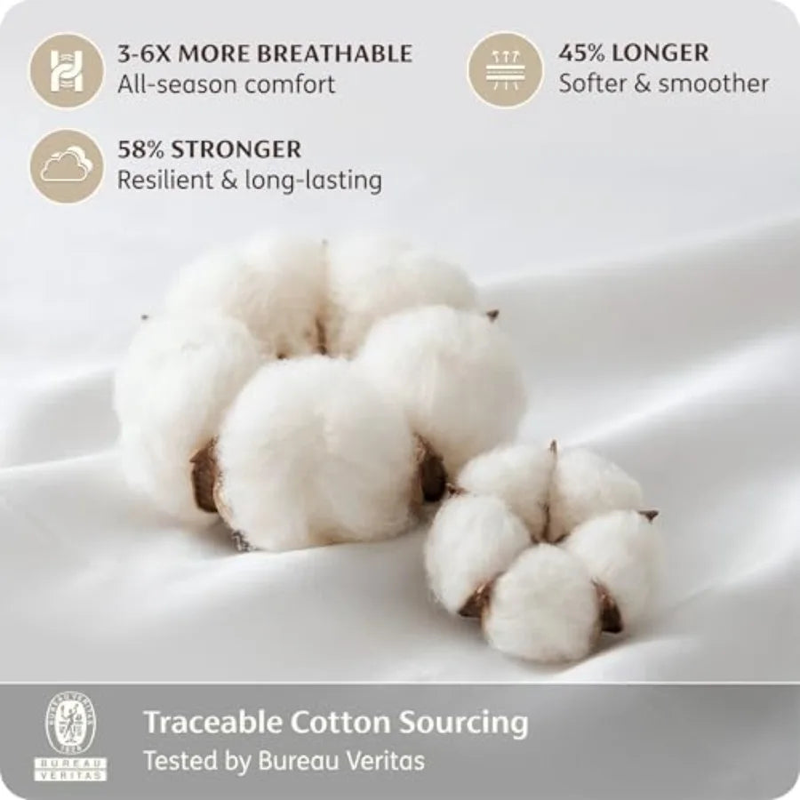 Luxury Egyptian Cotton Duvet Cover Set on a neatly made bed with pillow shams, highlighting the soft breathable hotel-quality feel.