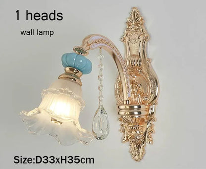 Frosted White Glass Tiffany Blue Floral Chandelier