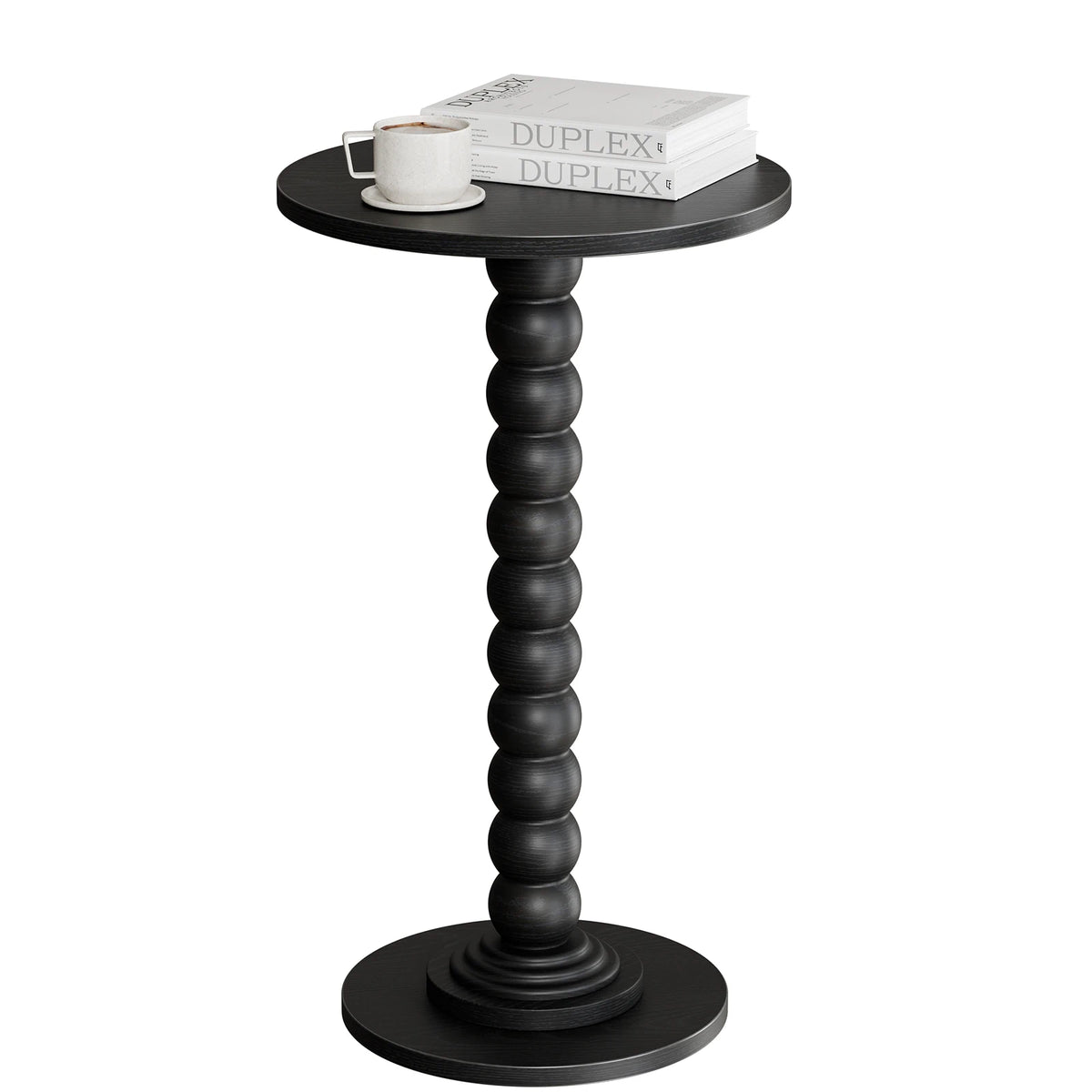 SIMENMAX Round Side Table - Bobbin-Style Spindle Leg Accent Table for Small Spaces, lightweight portable round side table
