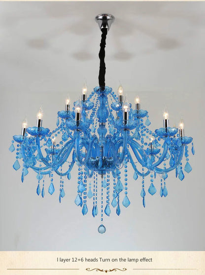 European Mediterranean Blue Crystal Chandelier