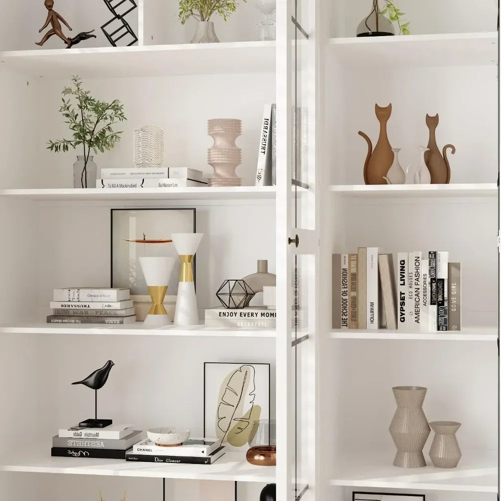 White Arched Curio Cabinet w/Glass Doors