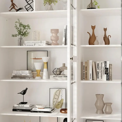 White Arched Curio Cabinet w/Glass Doors