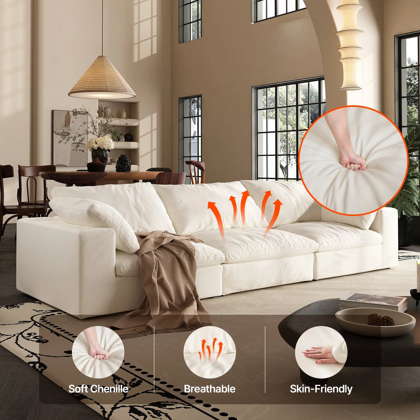 Modern U-shaped Convertible Sofa w/Ottoman