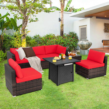 7-pc Patio Set-Gas Fire Pit Table