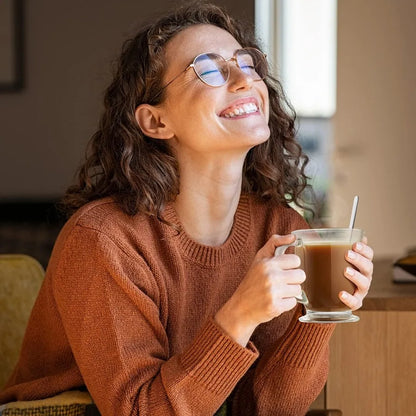 Set of 4 Clear Large Glass Coffee Mugs/Handles
