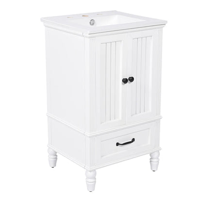 Modern & Independent 20" White Bathroom Vanity w/Semilune Ceramic Sink