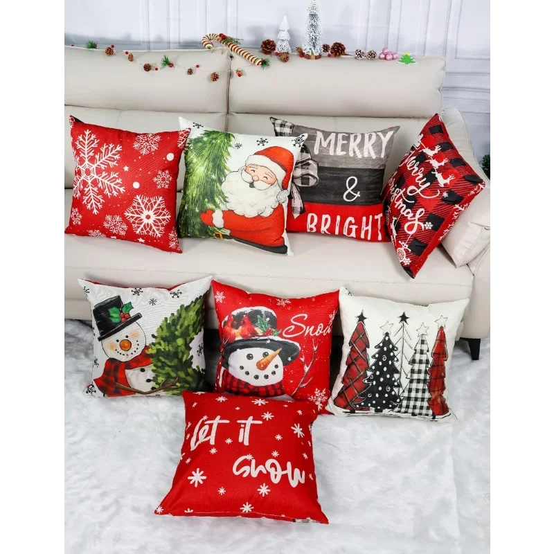 4 Double-Sided Print Christmas Pillow Covers 