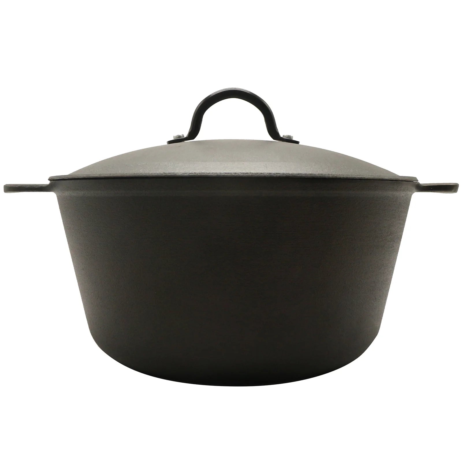 5.2 QT Pre-Seasoned Cast Iron Dutch Oven ready for baking bread, proving its multipurpose use.
