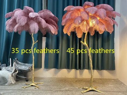 Modern Nordic Ostrich Feather Luxury Floor/Table LED Lamp 