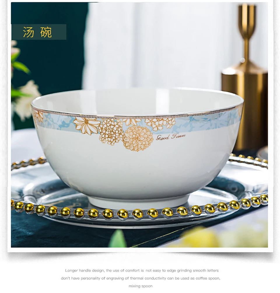 Complete Elegant 16-Piece Blue And White Ceramic Dinnerware Set including plates and bowls.